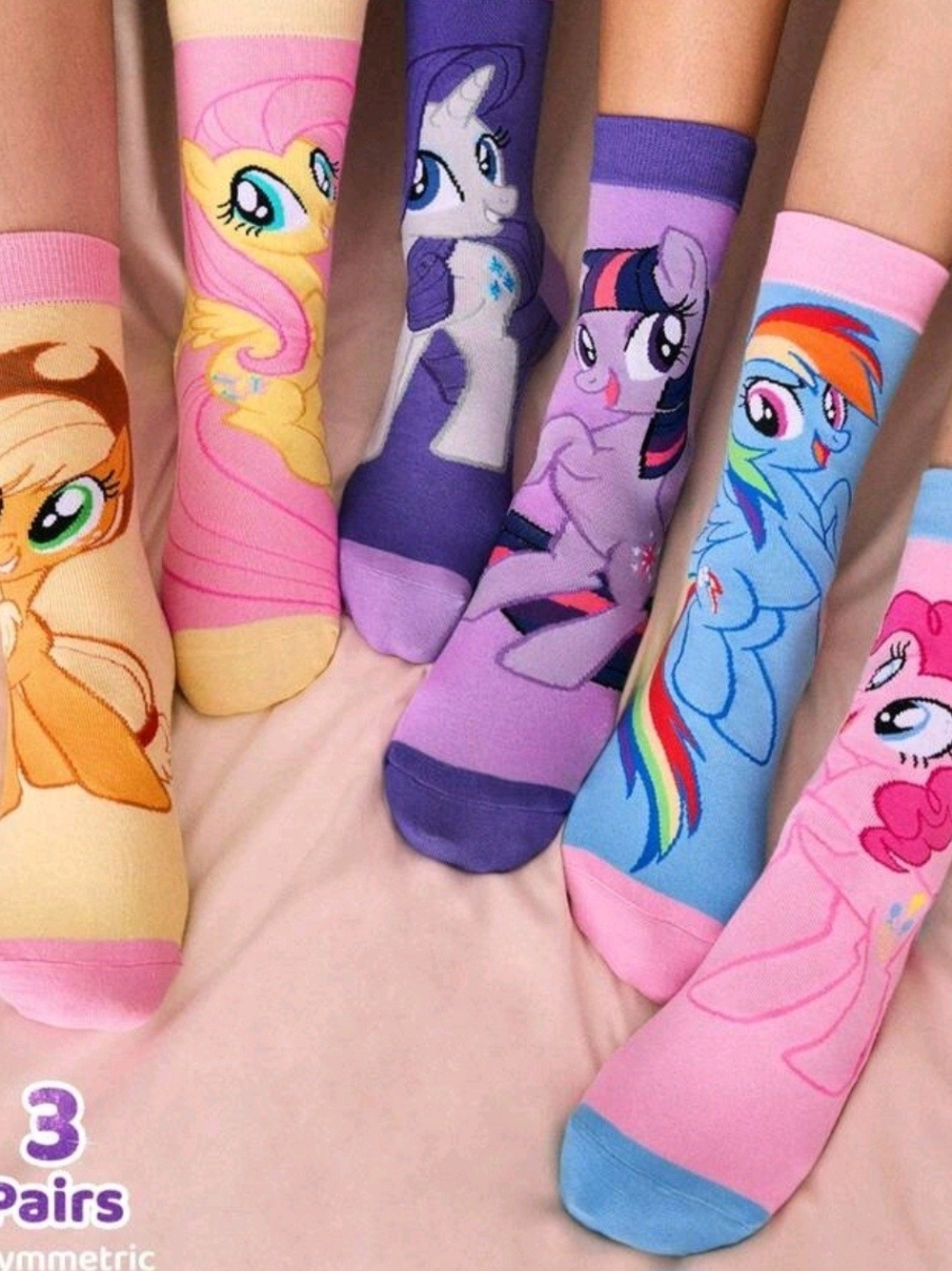 My Little Pony Crew Socks - Pink, Purple, Blue, Yellow
